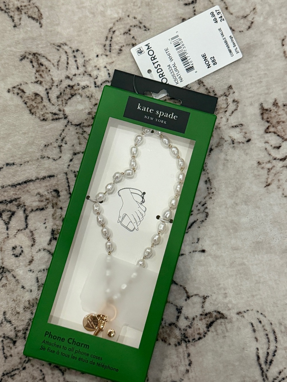 NWT Kate Spade Pearl Phone Charm / Bracelet Strap